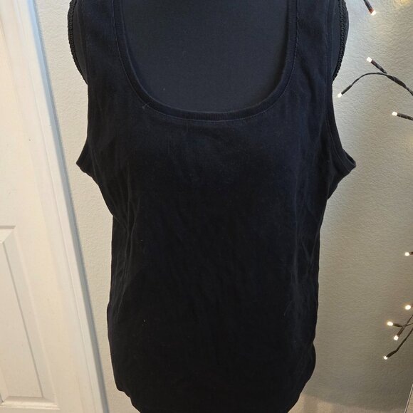 Chico's Black Ribbed Tank Top - Size 3 - EUC - Picture 2 of 4